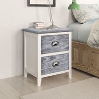 Nightstand 2 pcs with 2 Drawers Grey and White