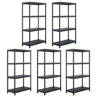 Storage Shelf Racks 5 pcs Black 60x30x138 cm Plastic