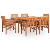 7 Piece Outdoor Dining Set with Cushions Solid Acacia Wood