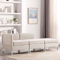 3 Piece Sofa Set Fabric Cream