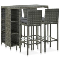 5 Piece Garden Bar Set with Cushions Poly Rattan Grey