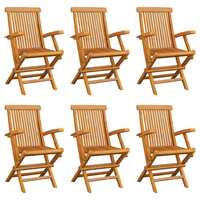 Folding Garden Chairs 6 pcs Solid Teak Wood