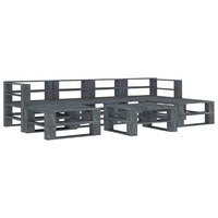 7 Piece Garden Pallet Lounge Set Wood Grey