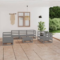 8 Piece Garden Lounge Set Grey Solid Pinewood