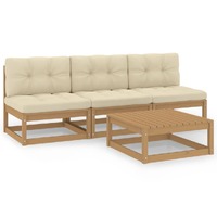 4 Piece Garden Lounge Set with Cushions Solid Pinewood