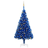 Artificial Christmas Tree with LEDs&Ball Set Blue 210 cm PVC