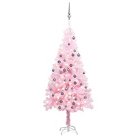 Artificial Christmas Tree with LEDs&Ball Set Pink 120 cm PVC