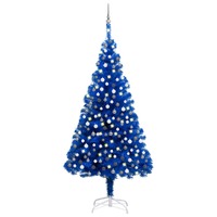 Artificial Christmas Tree with LEDs&Ball Set Blue 240 cm PVC