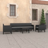 4 Piece Garden Lounge Set with Cushions PP Anthracite