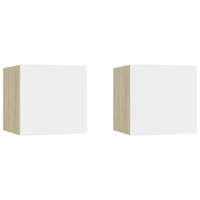 Bedside Cabinets 2 pcs White & Sonoma Oak 30.5x30x30 cm Chipboard