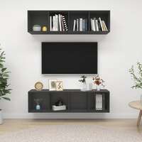 Wall-mounted TV Cabinets 2 pcs Grey Chipboard