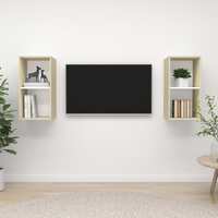 Wall-mounted TV Cabinets 2 pcs White and Sonoma Oak Chipboard