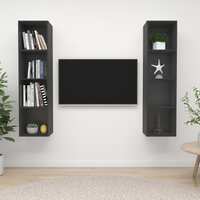 Wall-mounted TV Cabinets 2 pcs Grey Chipboard