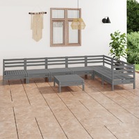 8 Piece Garden Lounge Set Solid Pinewood Grey