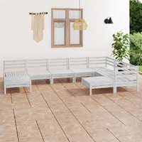 9 Piece Garden Lounge Set Solid Pinewood White