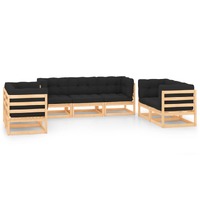 7 Piece Garden Lounge Set with Cushions Solid Pinewood