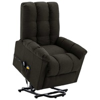 Stand-up Massage Recliner Dark Brown Fabric