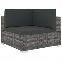 Sectional Corner Chair 1 pc with Cushions Poly Rattan Grey 