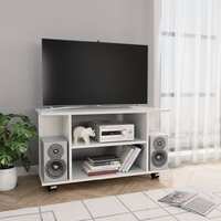 TV Cabinet with Castors High Gloss White 80x40x40 cm Chipboard