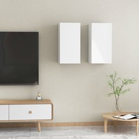 TV Cabinets 2 pcs High Gloss White 30.5x30x60 cm Chipboard