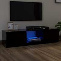 TV Cabinet with LED Lights Black 140x40x35.5 cm