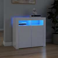 Sideboard with LED Lights High Gloss White 80x35x75 cm