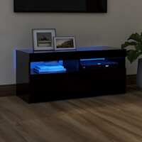 TV Cabinet with LED Lights Black 90x35x40 cm
