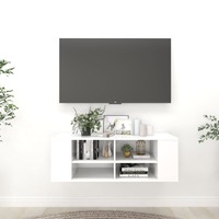 Wall-Mounted TV Cabinet White 102x35x35 cm Chipboard