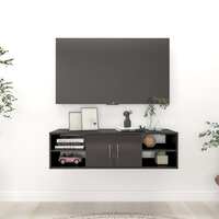 Wall Shelf High Gloss Grey 102x30x29 cm Chipboard