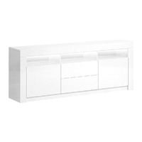 Artiss TV Cabinet Entertainment Unit Stand RGB LED Gloss Drawers 160cm White