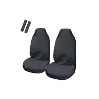 Universal Pulse Throwover Front Seat Covers - Bonus Seat Belt Buddies | Black