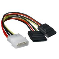 ASTROTEK Internal Power to SATA Molex Cable - 4 pins to 2x 15 pins 18AWG RoHS