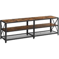 TV Stand for TV Steel Frame up to 178 cm with Shelves for Living Room and Bedroom Furniture Rustic Brown and Black