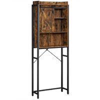 Bathroom Organiser Rack with Small Cabinet Steel Frame 64 x 24 x 171 cm Rustic Brown and Black