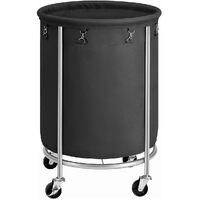 Steel Frame Laundry Basket Wheels, Black