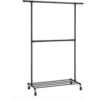 Industrial Clothing Rack Wheels Double Rod