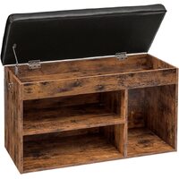 Shoe Storage Bench with Padded Cushion,Flip-Open Storage Box and Adjustable Shelf for Entryway and Living Room