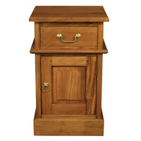 Tasmania 1 Solid Door 1 Drawer Bedside (Light Pecan)