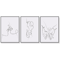 Wall Art 80cmx120cm Couples 3 Sets Black Frame Canvas