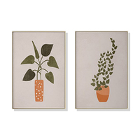 Wall Art 80cmx120cm Boho Botanical Art 2 Sets Gold Frame Canvas