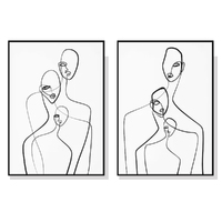 Wall Art 60cmx90cm Abstract Figures 2 Sets Black Frame Canvas