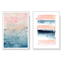 Wall Art 70cmx100cm Abstract Pink 2 Sets White Frame Canvas