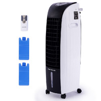 POLYCOOL 6L Evaporative Air Cooler Portable Household Fan, Purifier, Humidifier, Remote Control, White and Black