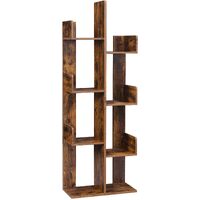 VASAGLE Tree-Shaped Bookcase with 8 Storage Shelves Rounded Corners Rustic Brown