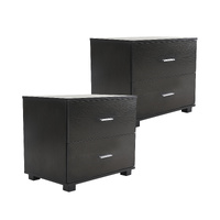 2X Bedside Table Side Storage Cabinet Nightstand Bedroom 2 Drawer ETTA BLACK