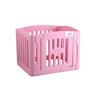 YES4PETS 4 Panel Plastic Pet Pen Pet Foldable Fence Dog Fence Enclosure With Gate Pink