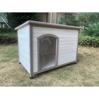 YES4PETS XL Timber Pet Dog Kennel House Puppy Wooden Timber Cabin With Stripe White