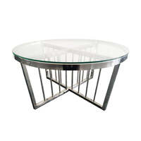 Salina Coffee Table -Clear Top - 95cm Silver