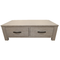 Foxglove Coffee Table 127cm 2 Drawer Solid Mt Ash Timber Wood - White