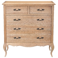 Bali Tallboy 5 Chest of Drawers Storage Cabinet Oak